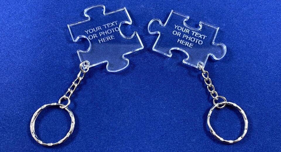 Personalised Acrylic Interlocking Puzzle Piece Keyring Set of 2 - Image 3
