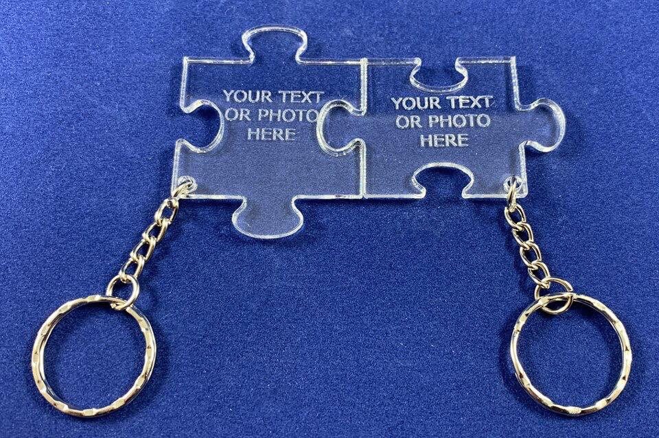 Personalised Acrylic Interlocking Puzzle Piece Keyring Set of 2 - Image 4