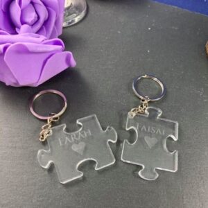 Personalised Acrylic Interlocking Puzzle Piece Keyring Set of 2