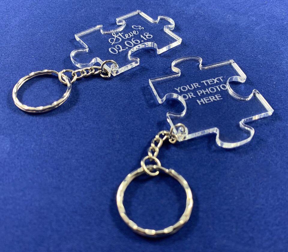 Personalised Acrylic Interlocking Puzzle Piece Keyring Set of 2 - Image 5