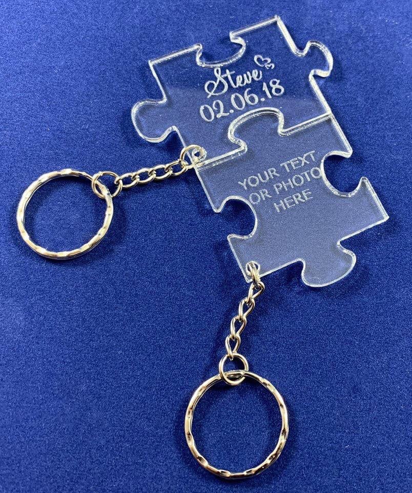 Personalised Acrylic Interlocking Puzzle Piece Keyring Set of 2 - Image 6
