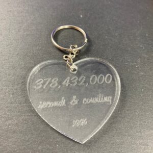 Personalised Engraved Acrylic Heart Shaped Keyring Gift - Any Text of Design