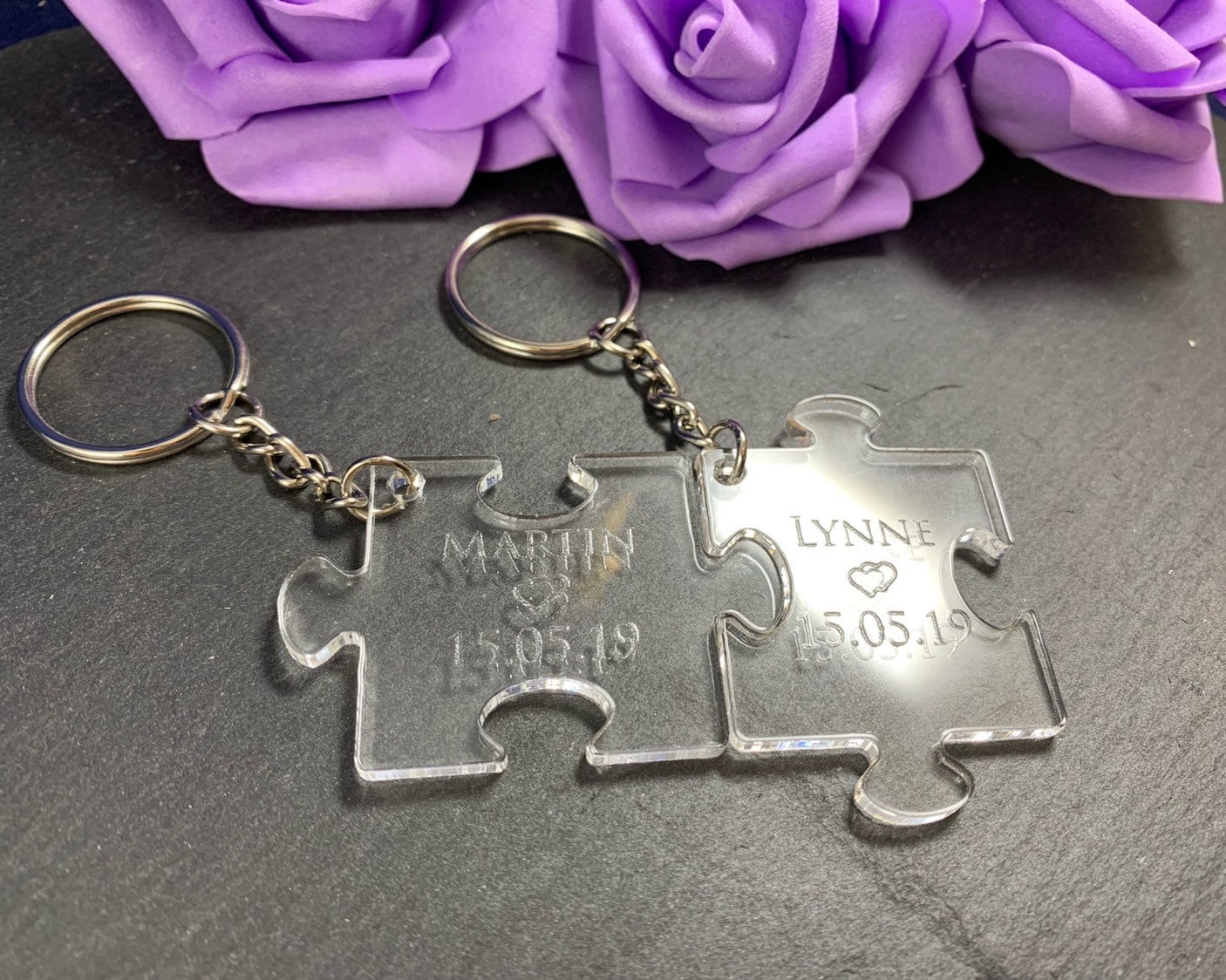 Personalised Acrylic Interlocking Puzzle Piece Keyring Set of 2 - Image 7