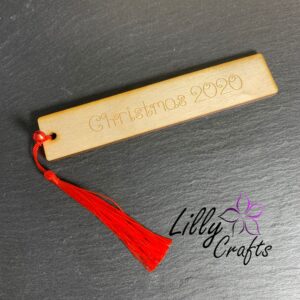 Personalised Engraved Wooden Bookmark - with tassel and tiny jingle bell