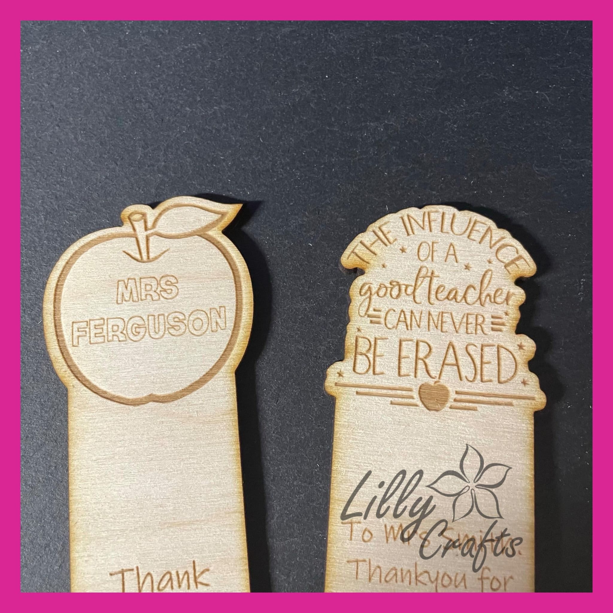 Personalised Engraved Wooden Bookmark Teacher Gift Student School Leaver