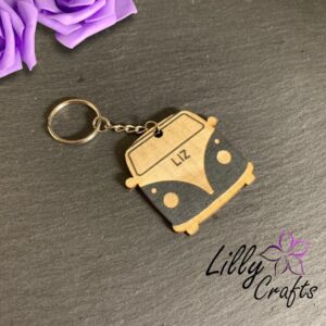 Personalised Wooden Retro Camper Van Keyring