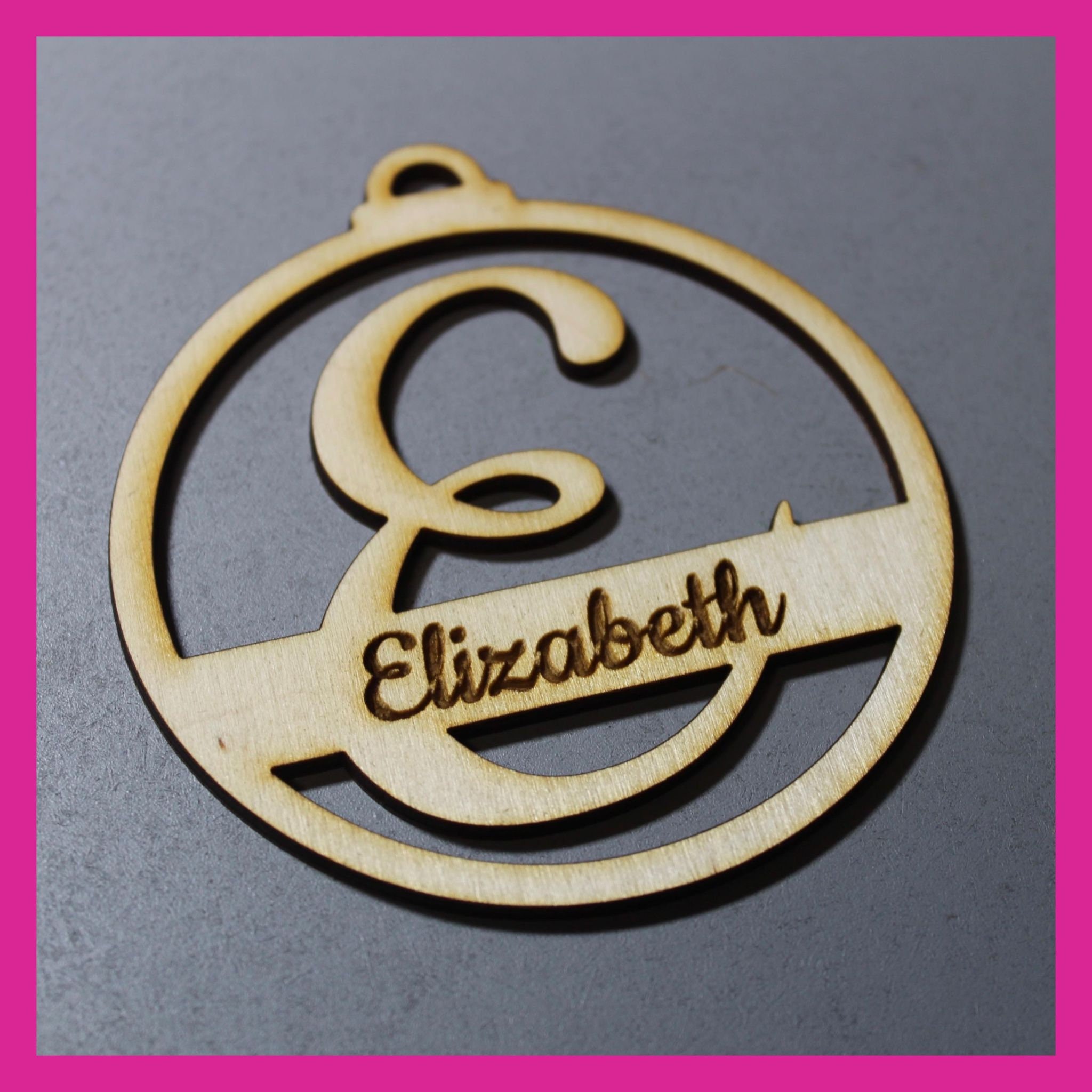 Personalised Script Initial with Engraved Name Decoration - Choice of colours