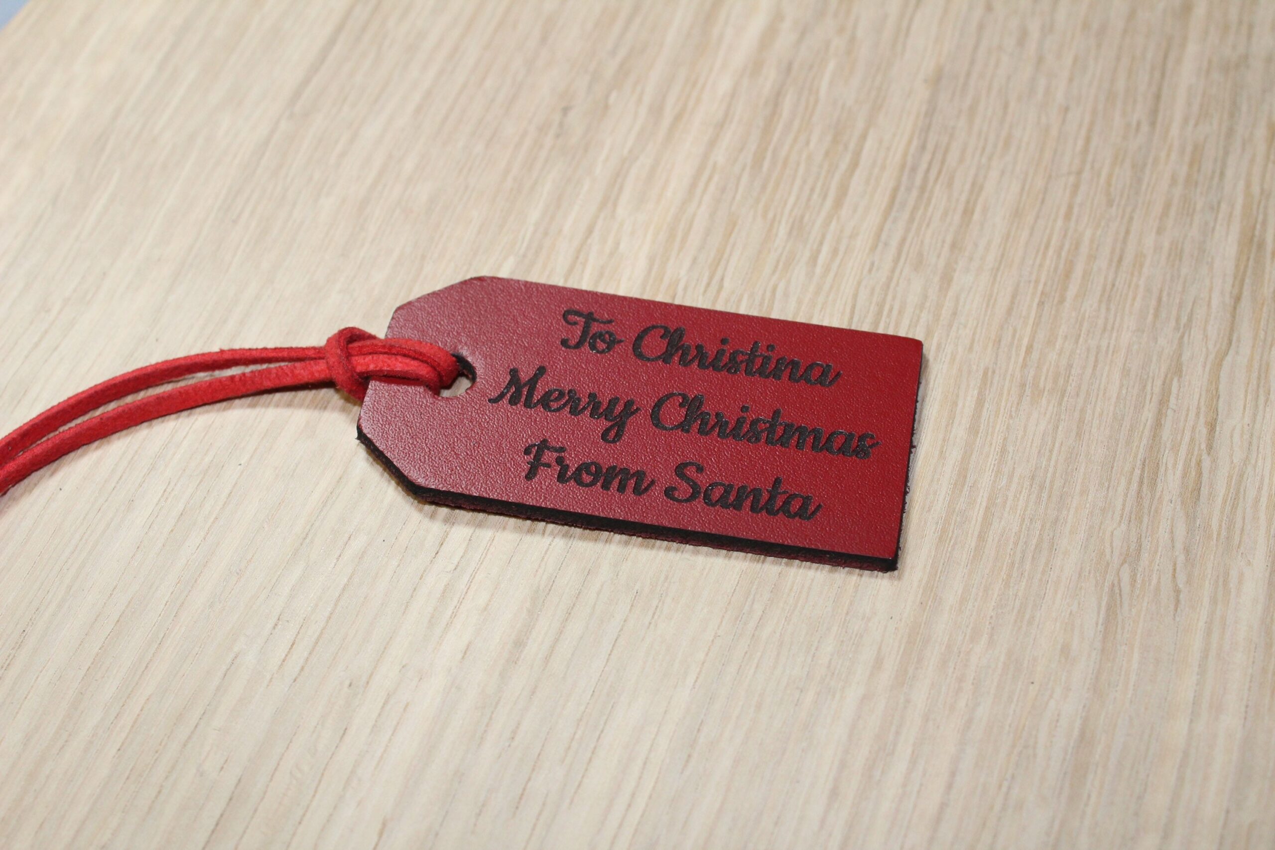 Personalised Engraved Leather Gift Tag - Christmas Tag - Image 2
