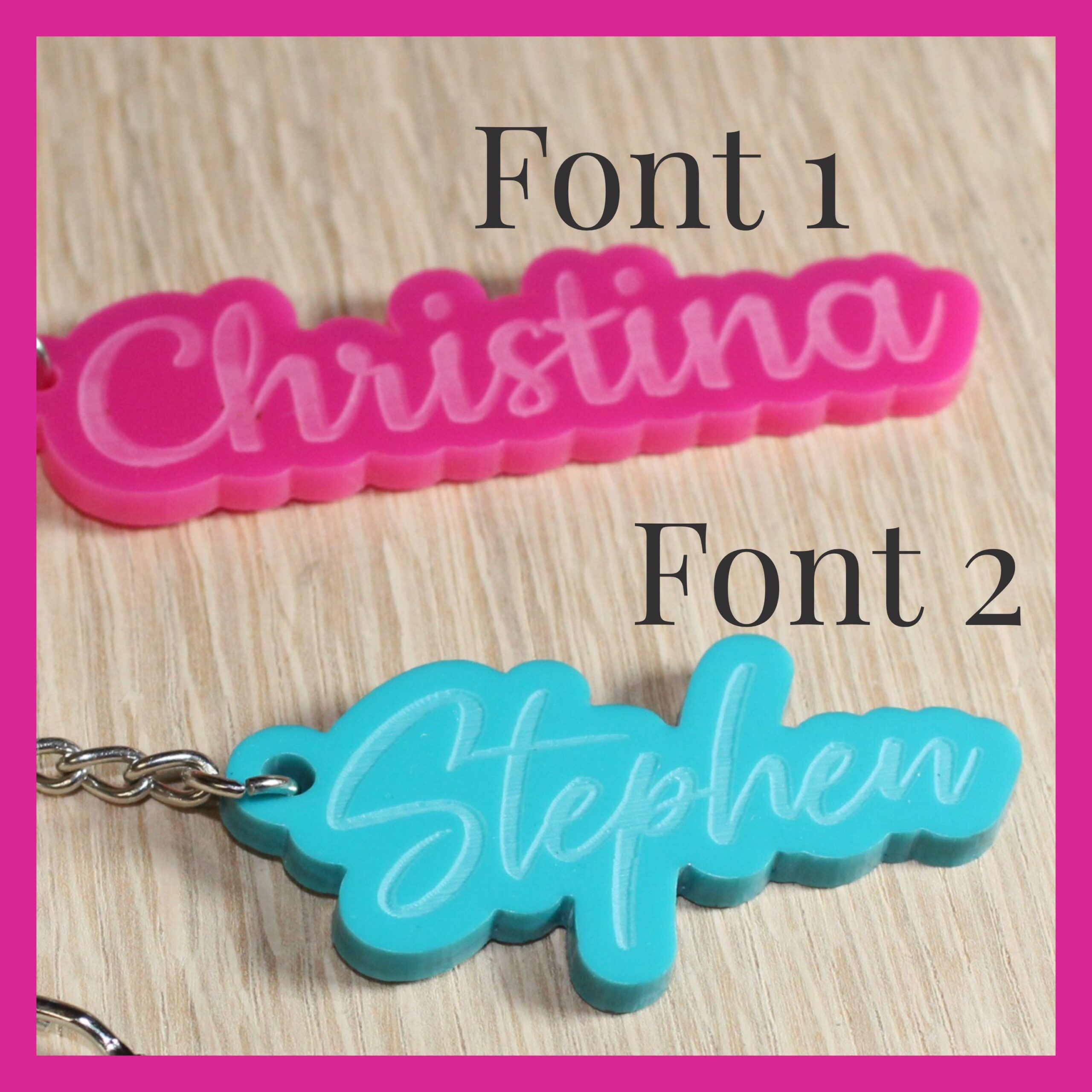 Personalised Engraved Acrylic Name Keyring Gift with Star split ring - Any Name - Image 4