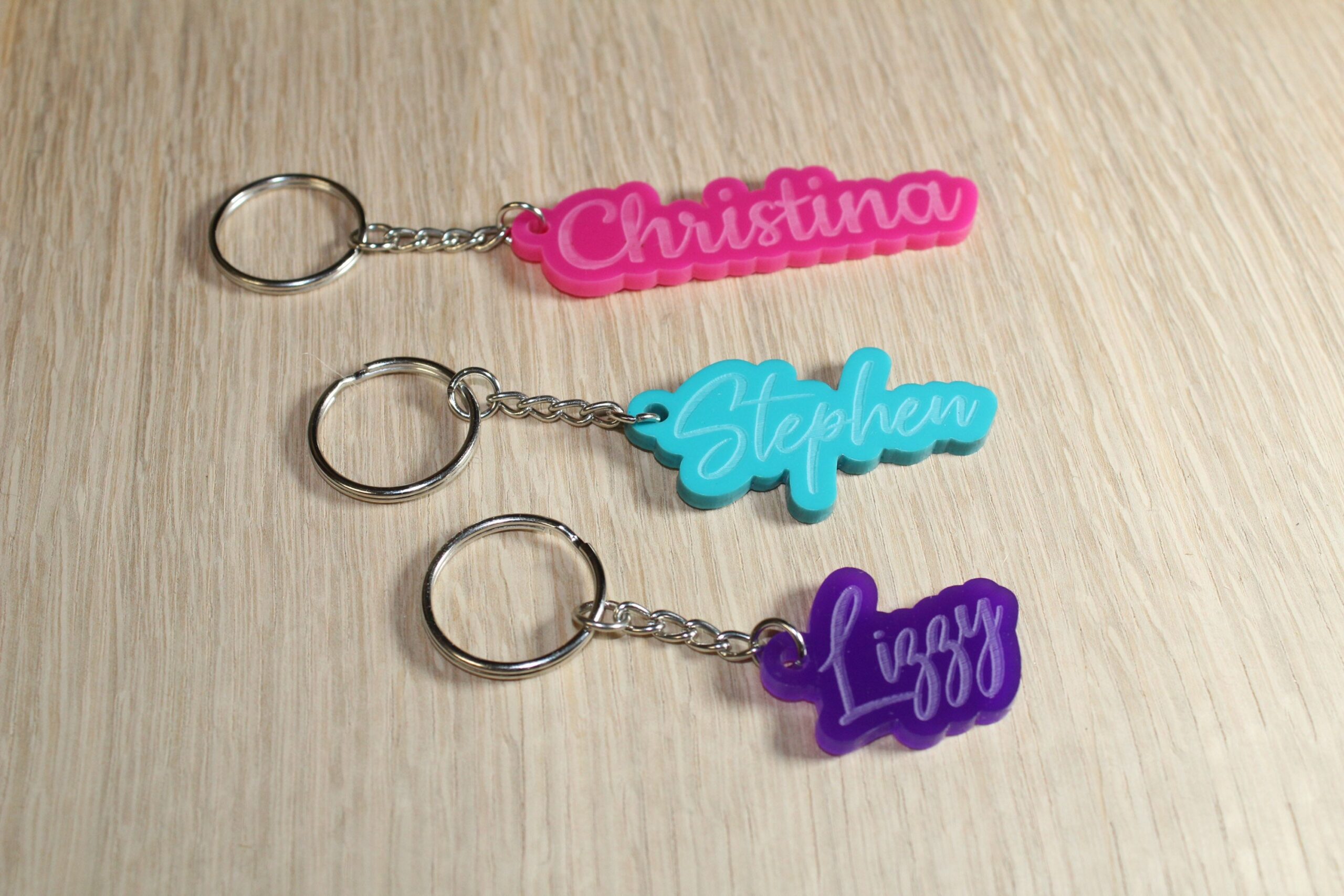 Personalised Engraved Acrylic Name Keyring Gift - Any Name - Image 2