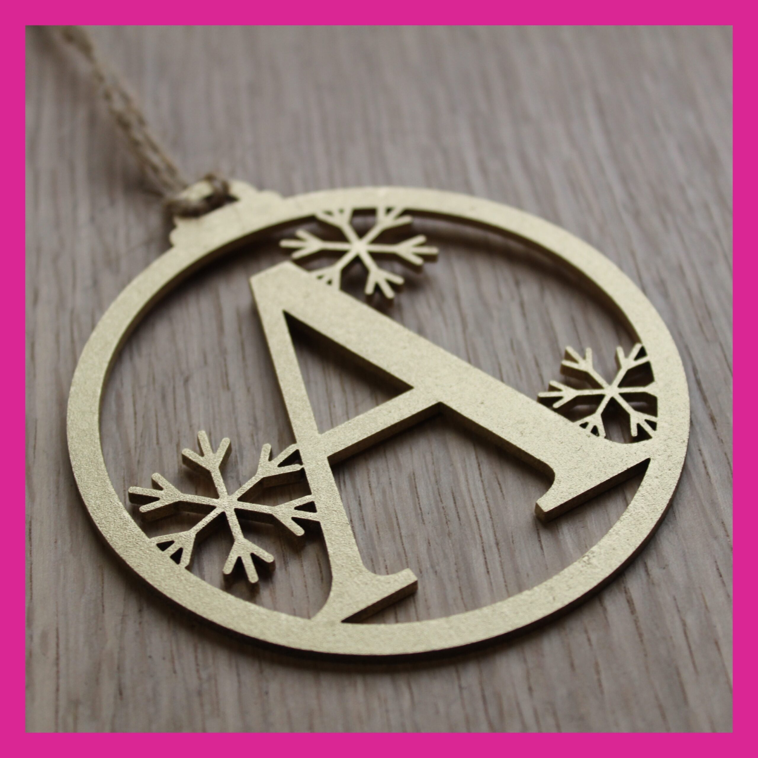 Personalised Wooden Christmas Bauble Tree Decoration - Any Initial - Snowflake Design - Image 5