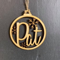 Personalised Wooden Christmas Bauble Tree Decoration - Any Name - Snowflake Design - Image 3
