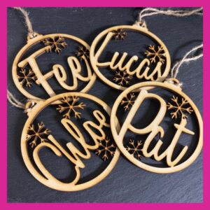 Personalised Wooden Christmas Bauble Tree Decoration - Any Name - Snowflake Design
