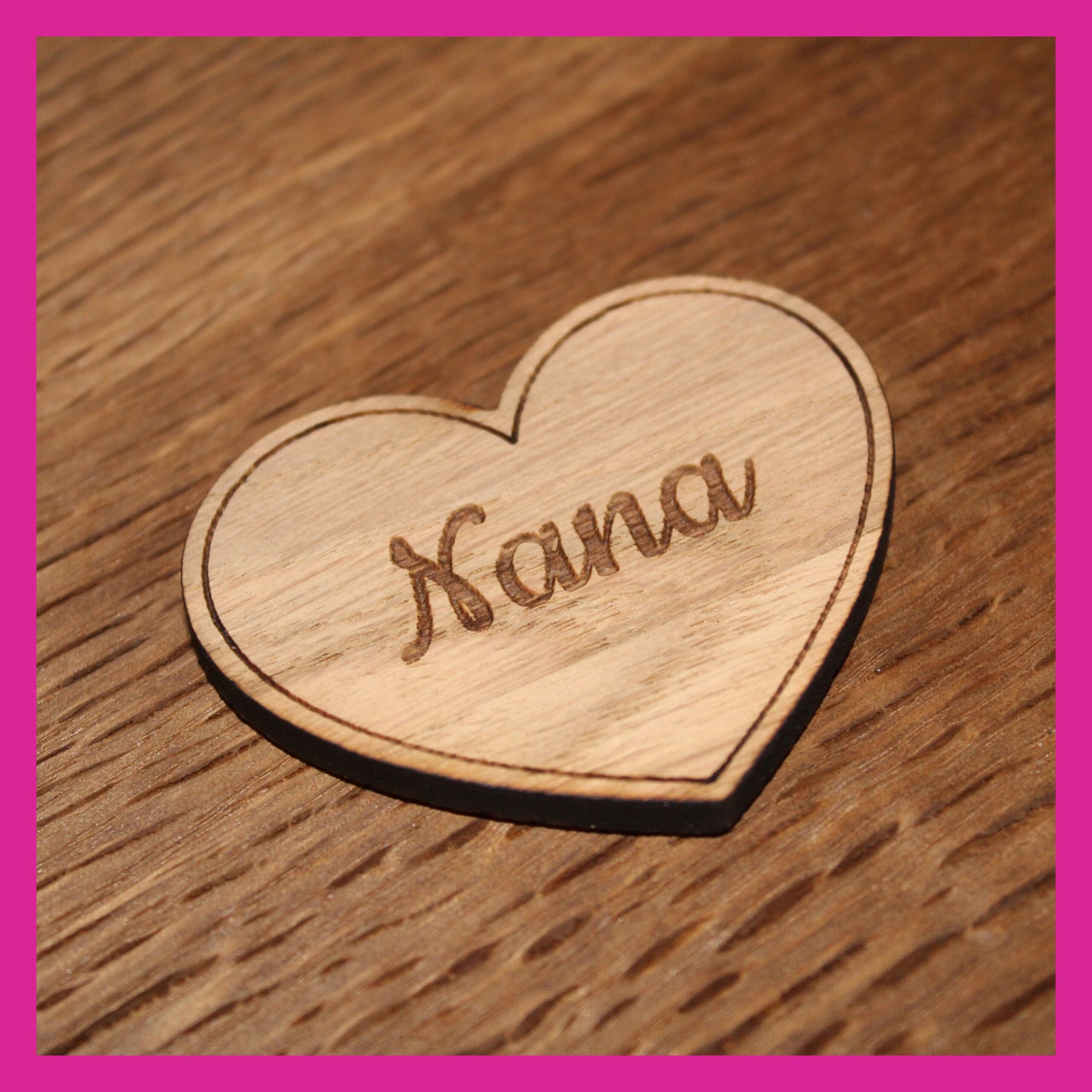 Personalised Engraved Wooden Veneer Heart Shaped Fridge Magnet Gift - Any Text, Name - Image 2