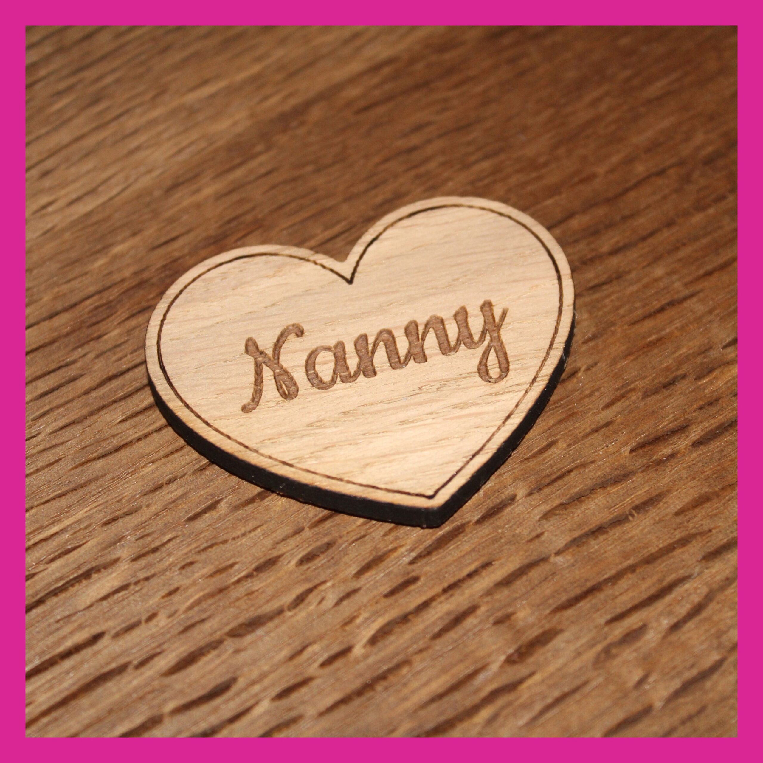 Personalised Engraved Wooden Veneer Heart Shaped Fridge Magnet Gift - Any Text, Name