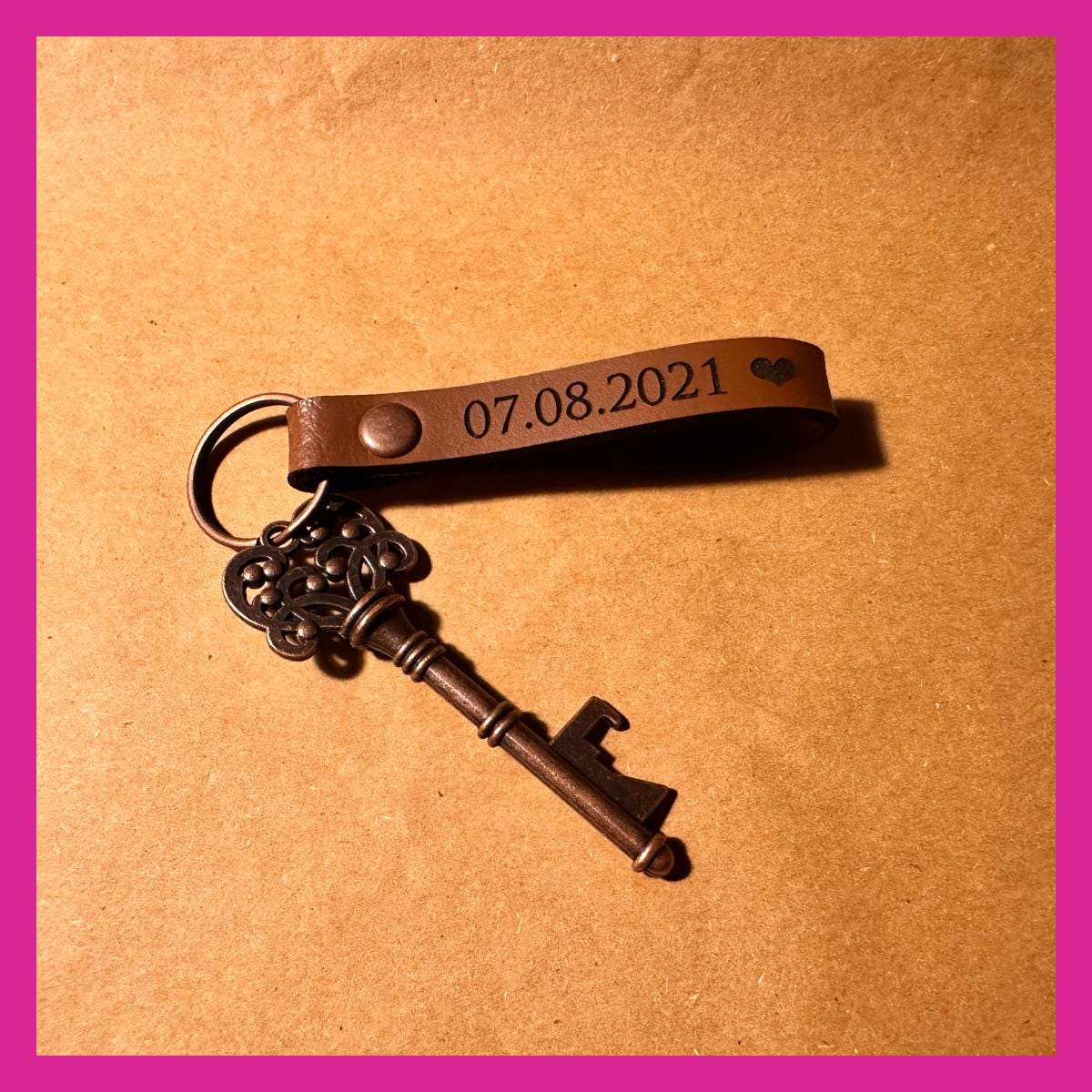 Personalised Engraved Leather Keyring with Decorative Bottle Opener Key - 3rd Year Anniversary, Birthday, Wedding Favour - Image 6
