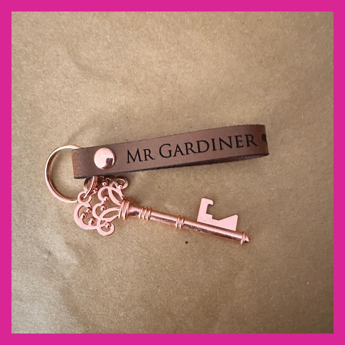 Personalised Engraved Leather Keyring with Decorative Bottle Opener Key - 3rd Year Anniversary, Birthday, Wedding Favour - Image 5