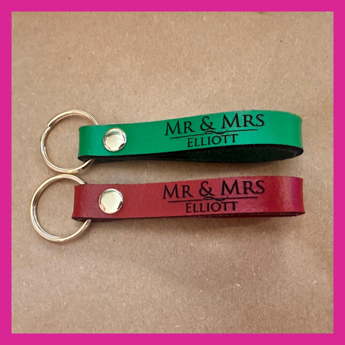 Best Man/Groomsman/Bridesmaid/Bridal party personalised gift - Engraved Leather Keyring - Various Colours - Image 5
