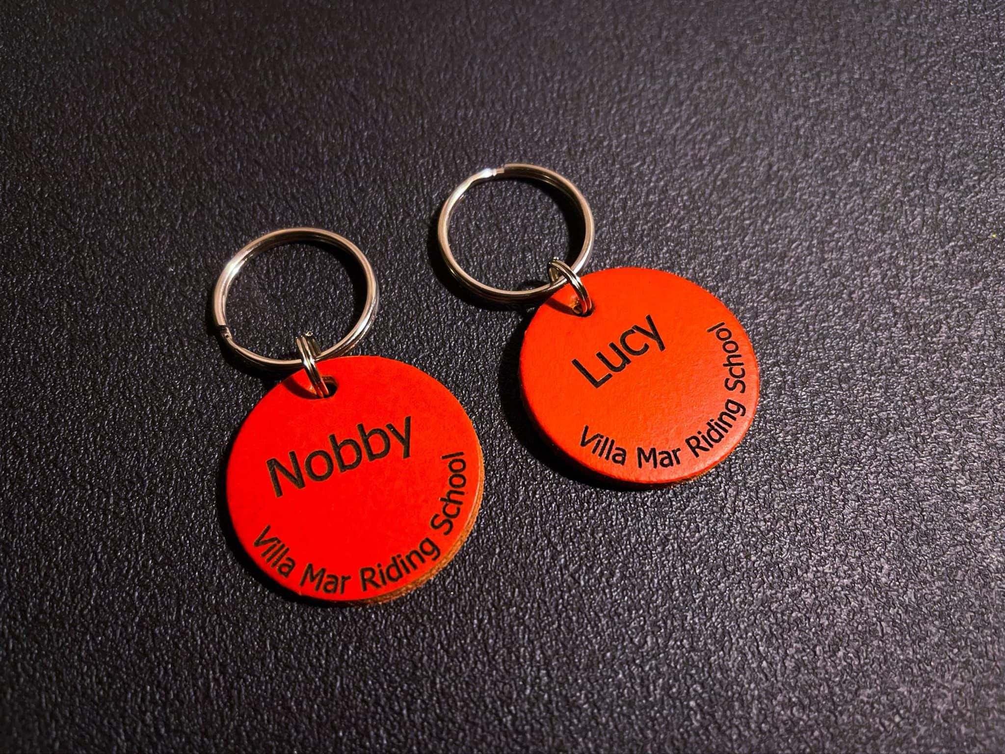 Hand Punched Laser Engraved Custom Leather Horse Tack / Saddle Name Tag - for Horse tack, lead rope, halter, bridle, saddle, etc.