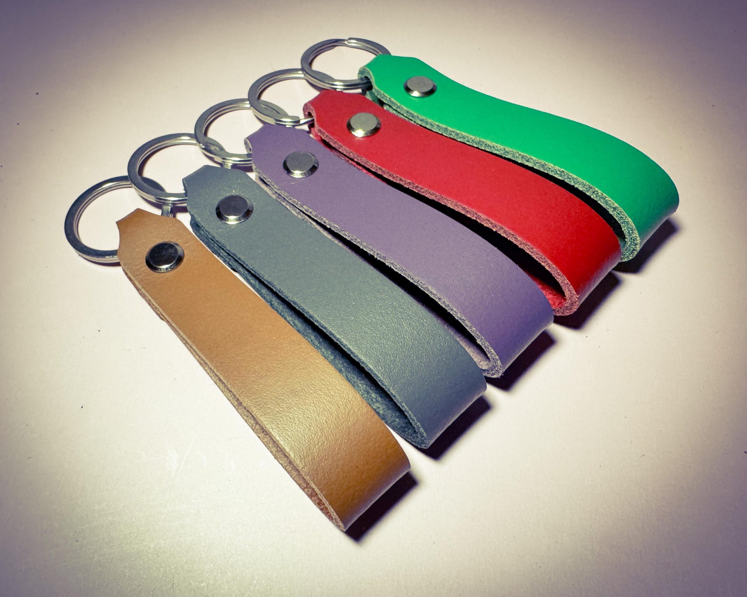 Hand Punched Laser Engraved Personalised Leather Keyring in a Choice of Colours with Gift Bag - Image 2