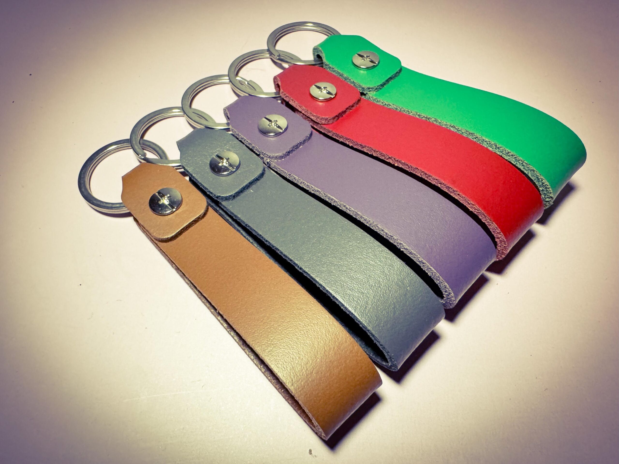 Hand Punched Laser Engraved Personalised Leather Keyring in a Choice of Colours with Gift Bag - Image 3