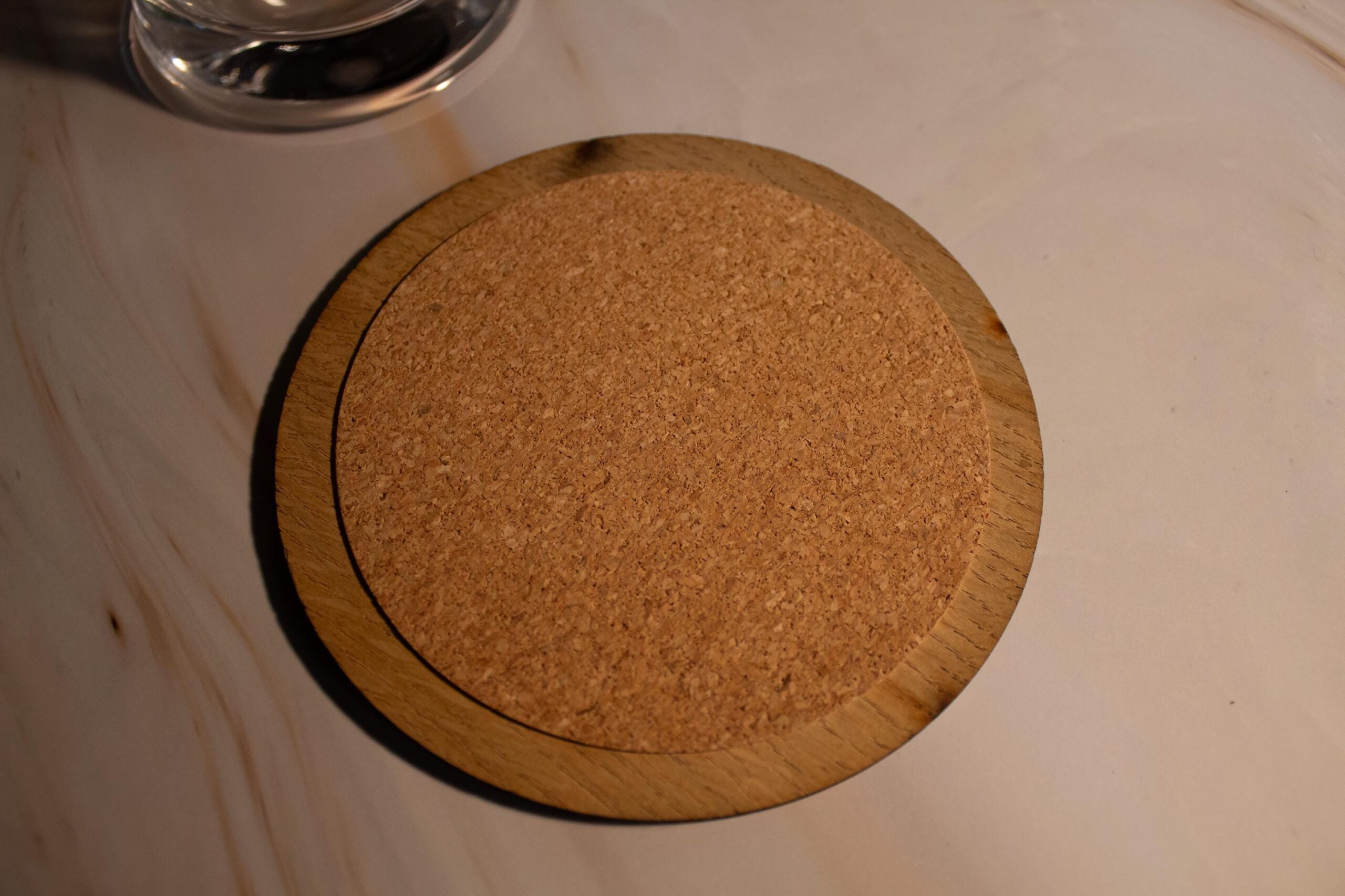 Custom Wooden Oak Veneer Coasters with Cork Back – Personalised with Logo or text, corporate gift - Image 4