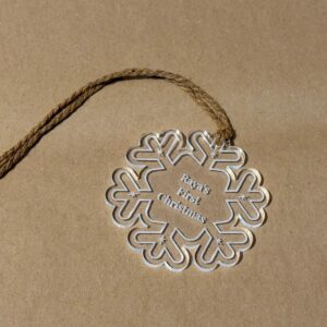 Personalised Engraved Acrylic First Christmas Snowflake - New Baby Gift, Hanging Decoration, Keepsake