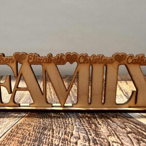 Personalised Engraved Wooden Family Standing Plaque - With Names