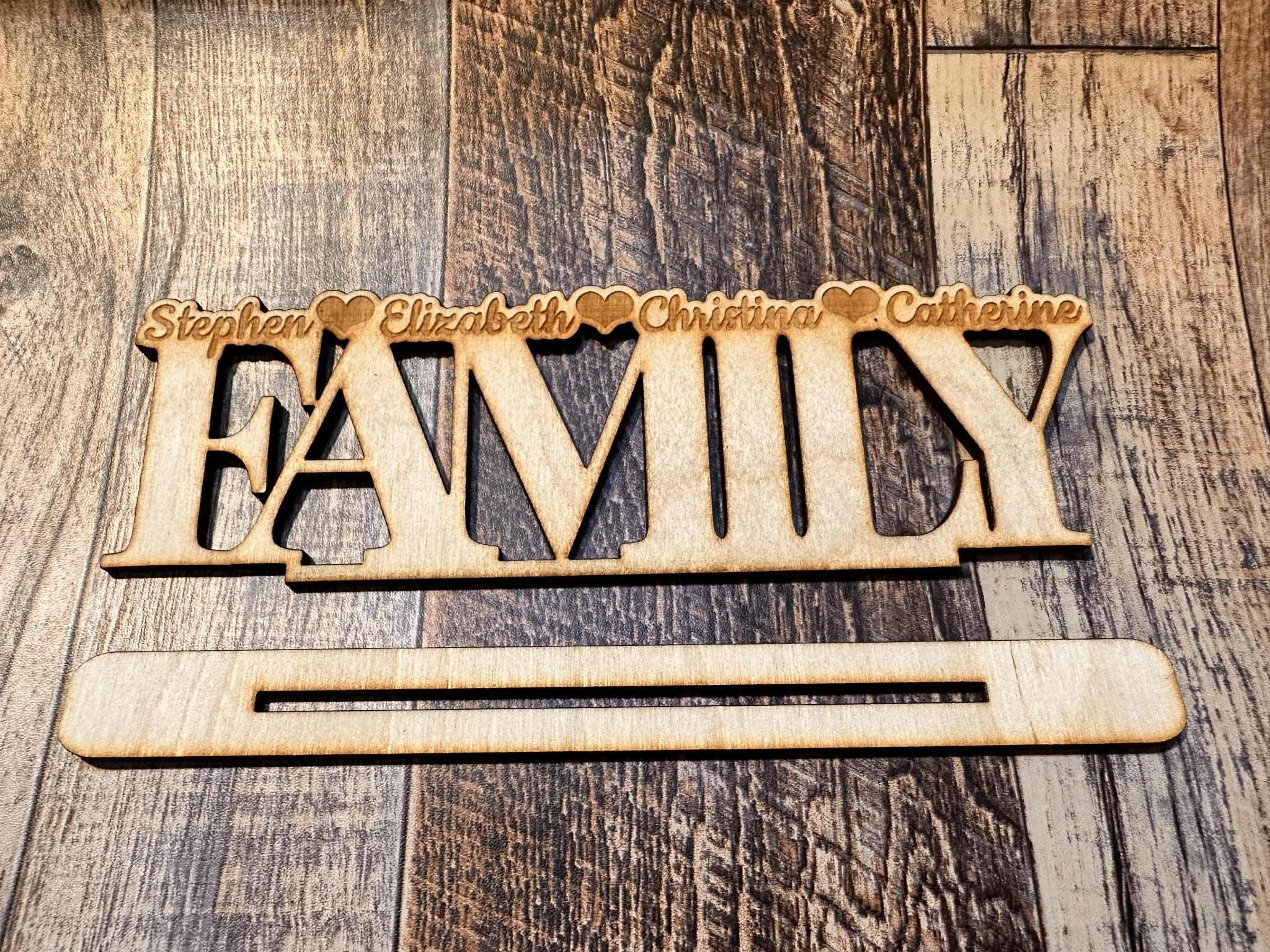 Personalised Engraved Wooden Family Standing Plaque - With Names - Image 2